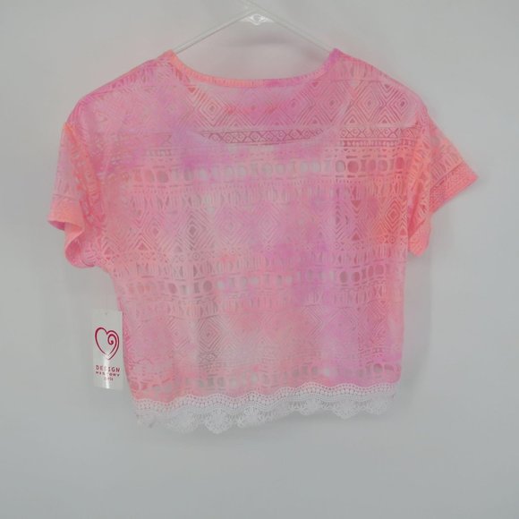 Design History Girls Pink Fuchsia Cropped Top Large NWT - Picture 2 of 2